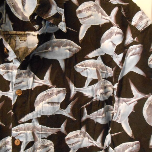High Seas Trading Co. Shark Short-Sleeve Button Down Shirt - Picture 3 of 6